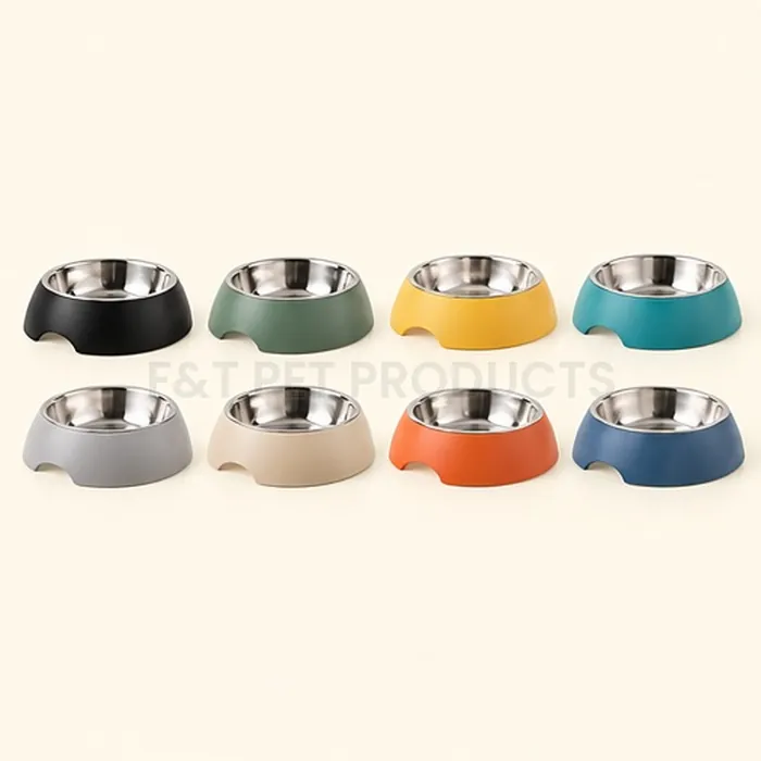 Minimalist Round Pet Bowl with Stainless Steel Insert (Small) — wholesale bowls & feeders from F&T Pet Products