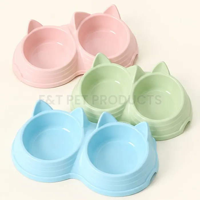 Cat-Ear Double Pet Bowl (Small) — photo 6