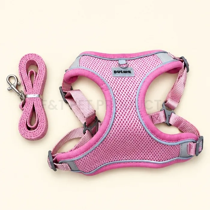 Pink Mesh Pet Harness with Leash — wholesale collars & harnesses from F&T Pet Products