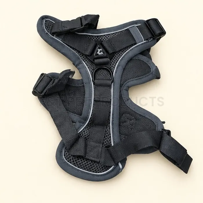 Grey Padded Pet Harness with Leash — photo 4