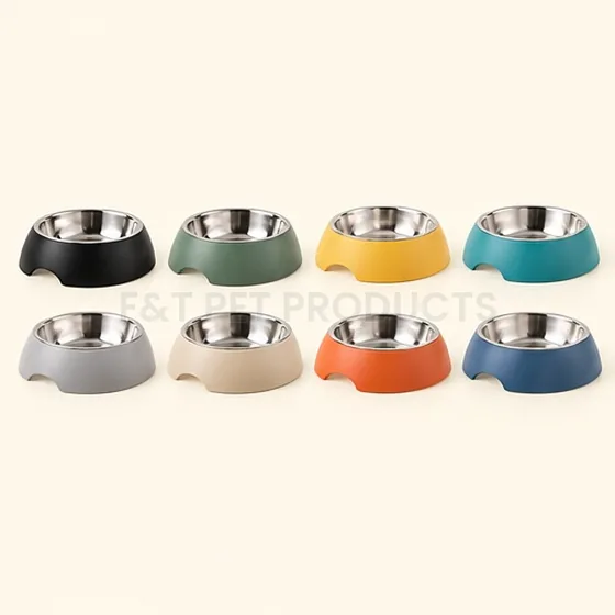Minimalist Round Pet Bowl with Stainless Steel Insert (Small) — wholesale bowls & feeders from F&T Pet Products