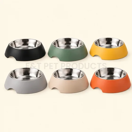 Minimalist Round Pet Bowl with Stainless Steel Insert (Medium) — wholesale bowls & feeders from F&T Pet Products
