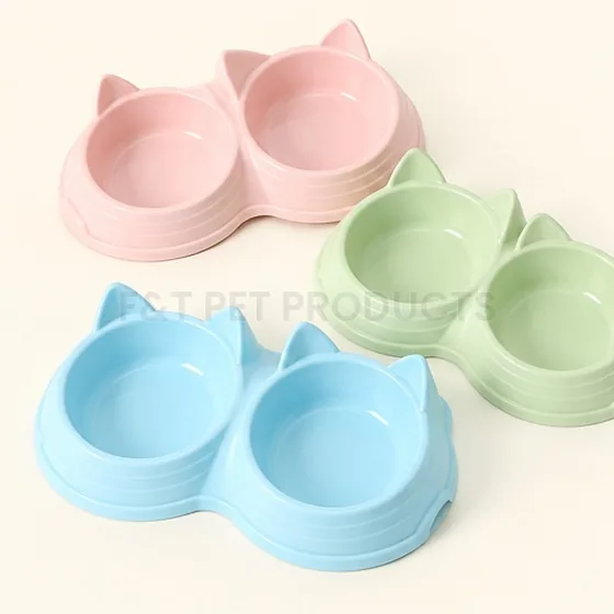 Cat-Ear Double Pet Bowl (Small) — wholesale bowls & feeders from F&T Pet Products