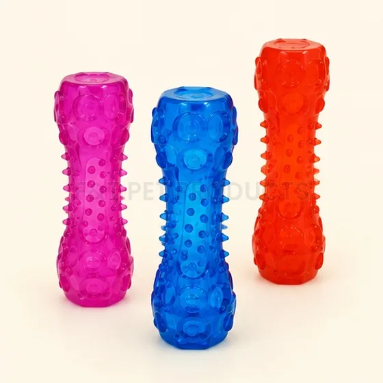 Transparent Teething Dumbbell Chew Toy (17 cm) — wholesale chew toys from F&T Pet Products