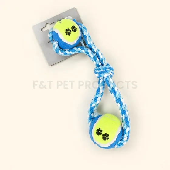 Figure-8 Double-Ball Cotton Rope Toy (30 cm) — wholesale chew toys from F&T Pet Products